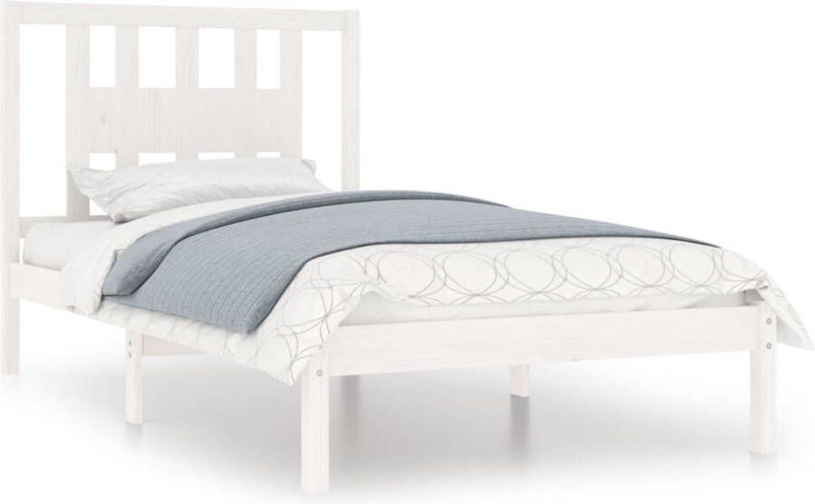 VidaXL -Bedframe-massief-grenenhout-wit-100x200-cm