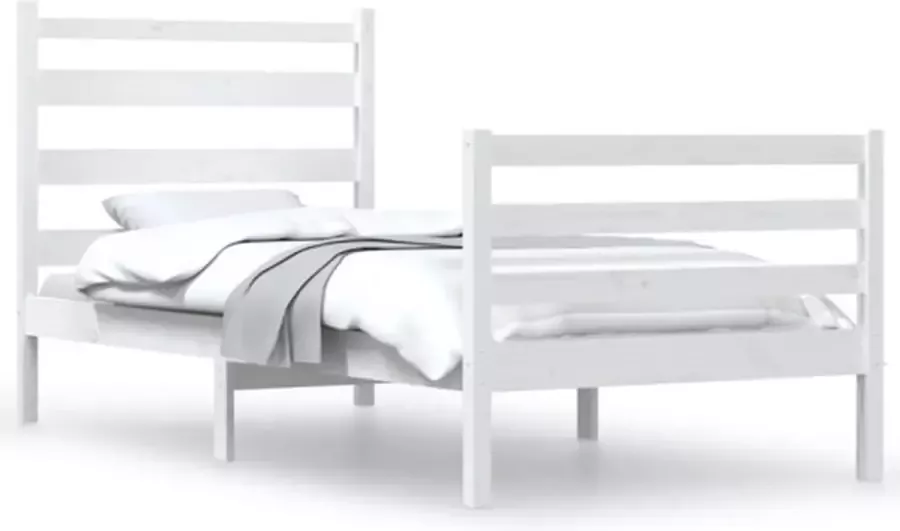 VidaXL -Bedframe-massief-grenenhout-wit-100x200-cm - Foto 3