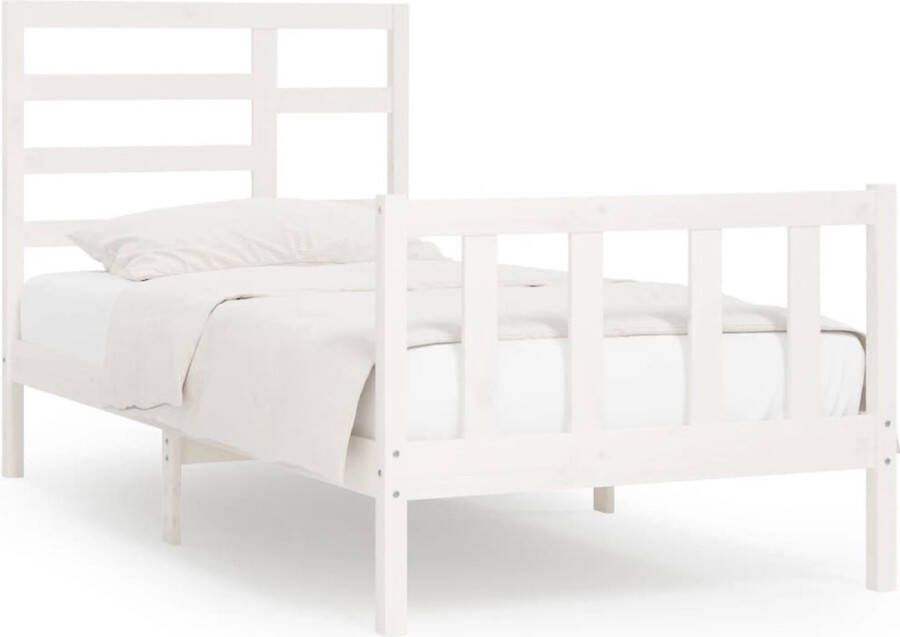 VidaXL -Bedframe-massief-grenenhout-wit-100x200-cm