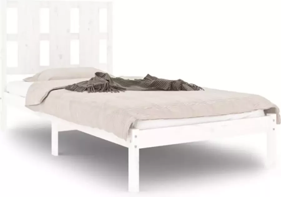VIDAXL Bedframe zonder matras massief grenenhout wit 140x200 cm - Foto 3