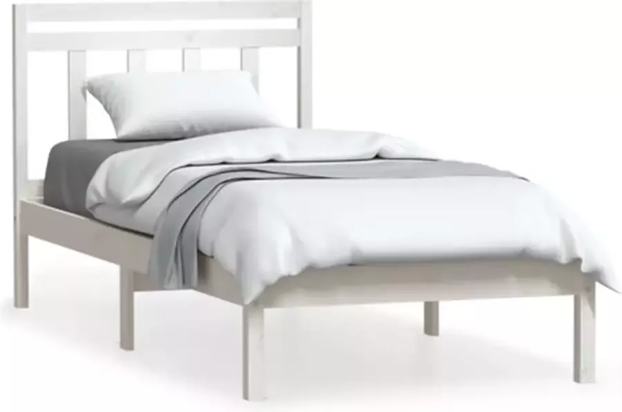 VidaXL -Bedframe-massief-grenenhout-wit-100x200-cm - Foto 4