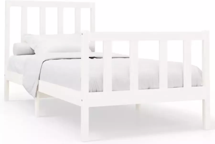 VidaXL -Bedframe-massief-grenenhout-wit-100x200-cm - Foto 2