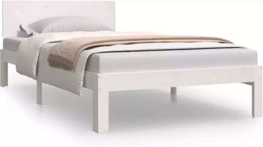 VidaXL -Bedframe-massief-grenenhout-wit-100x200-cm - Foto 3