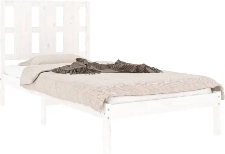 VIDAXL Bedframe zonder matras massief grenenhout wit 140x200 cm - Foto 2