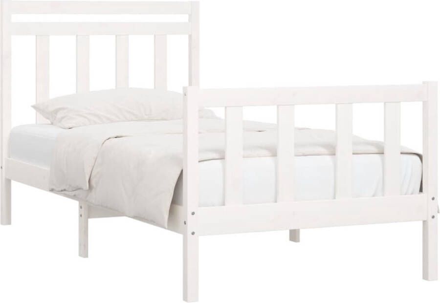 VidaXL -Bedframe-massief-grenenhout-wit-100x200-cm - Foto 2