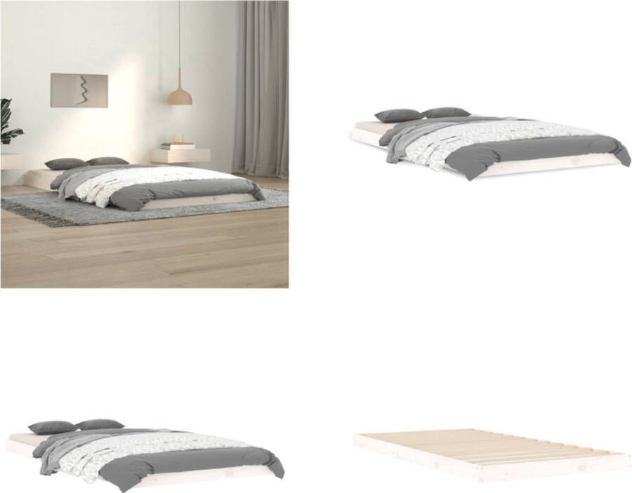 VidaXL Bedframe massief grenenhout wit 100x200 cm Bedframe Bedframes Eenpersoonsbed Bed