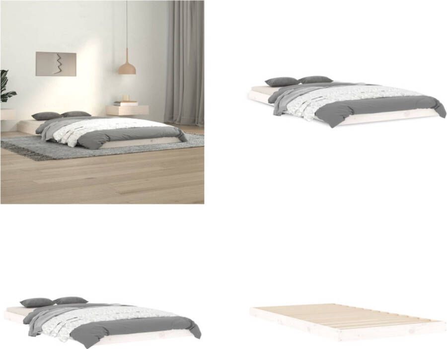 VidaXL Bedframe massief grenenhout wit 100x200 cm Bedframe Bedframes Eenpersoonsbed Bed - Foto 2
