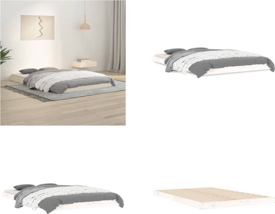 VidaXL Bedframe massief grenenhout wit 120x190 cm Small Double Bedframe Bedframes Ledikant Ledikanten - Foto 2