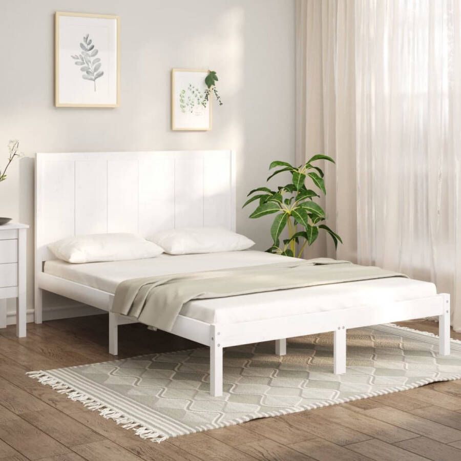 VidaXL -Bedframe-massief-grenenhout-wit-120x200-cm - Foto 1