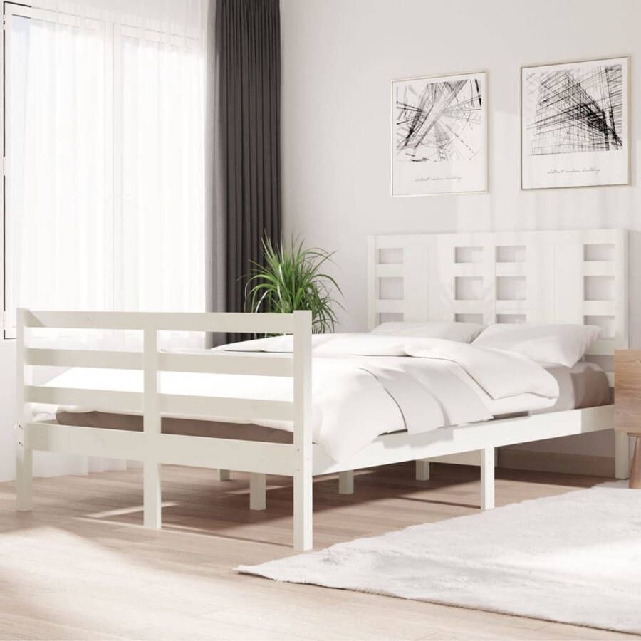 VIDAXL Bedframe zonder matras massief grenenhout wit 120x200 cm