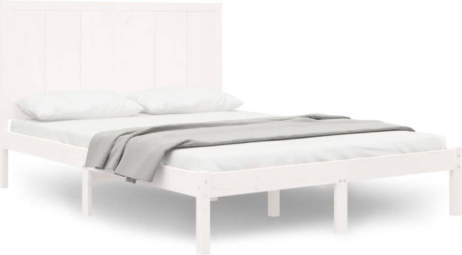 VIDAXL Bedframe zonder matras massief grenenhout wit 120x200 cm - Foto 4