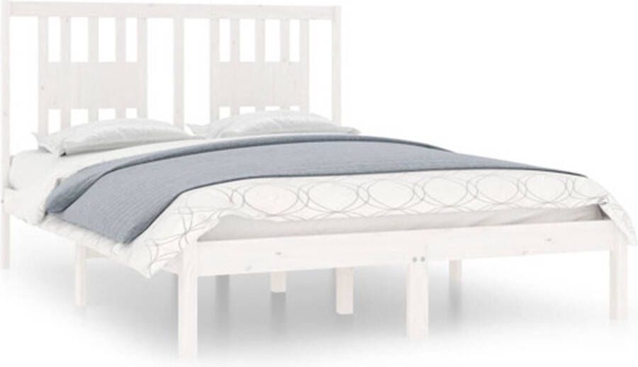 VIDAXL Bedframe zonder matras massief grenenhout wit 120x200 cm - Foto 4