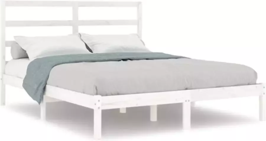 VIDAXL Bedframe zonder matras massief grenenhout wit 120x200 cm - Foto 4