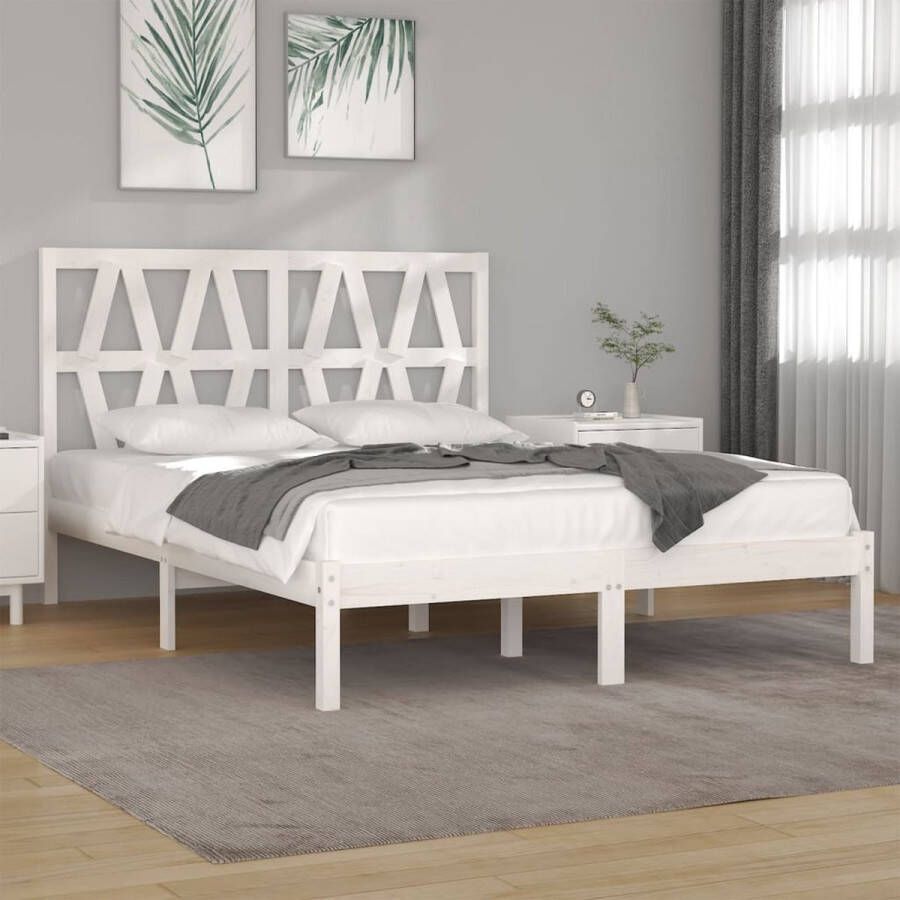 VidaXL -Bedframe-massief-grenenhout-wit-120x200-cm