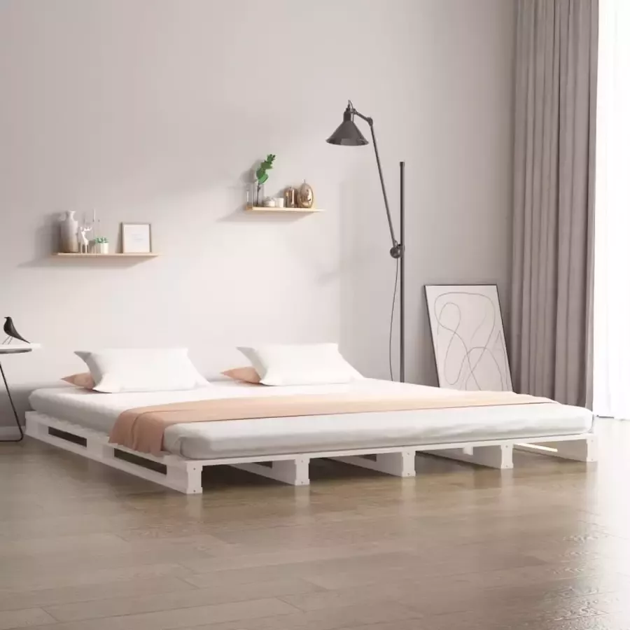 VidaXL -Palletbed-massief-grenenhout-wit-120x200-cm