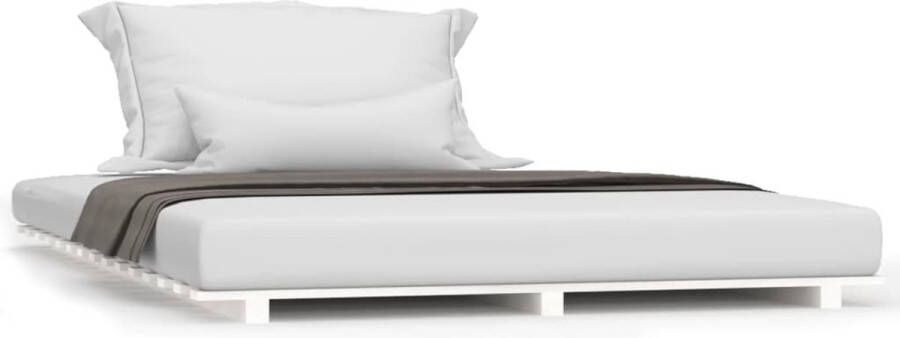 VidaXL -Bedframe-massief-grenenhout-wit-135x190-cm - Foto 1