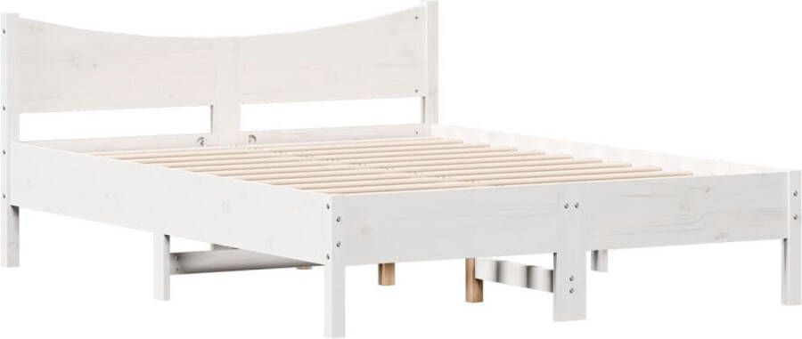 VIDAXL Bedframe zonder matras massief grenenhout wit 135x190 cm - Foto 3