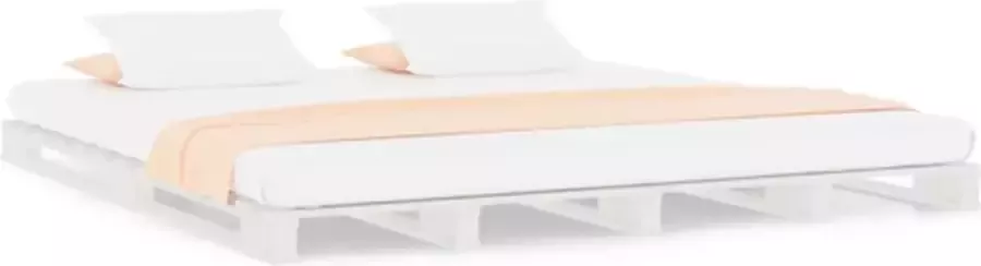 VidaXL -Palletbed-massief-grenenhout-wit-135x190-cm-4FT6-Double - Foto 3
