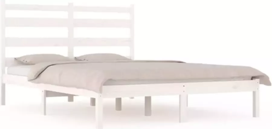 VidaXL -Bedframe-massief-grenenhout-wit-135x190-cm-4FT6-Double - Foto 3
