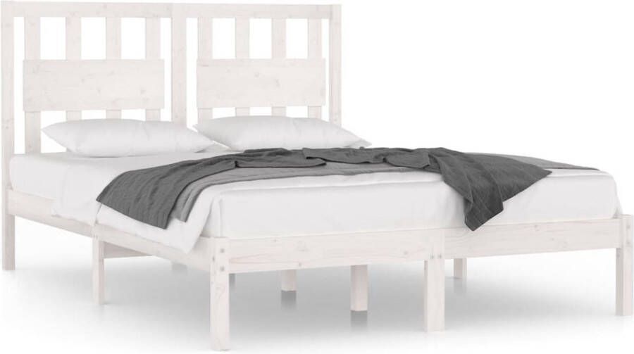 VidaXL -Bedframe-massief-grenenhout-wit-135x190-cm-4FT6-Double - Foto 2