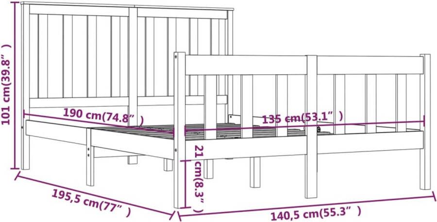 VidaXL -Bedframe-massief-grenenhout-wit-135x190-cm-4FT6-Double - Foto 2