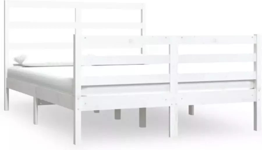 VidaXL -Bedframe-massief-grenenhout-wit-135x190-cm-4FT6-Double - Foto 2