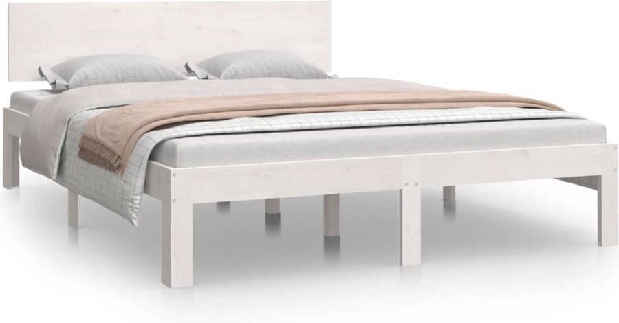 VidaXL -Bedframe-massief-grenenhout-wit-135x190-cm-Double