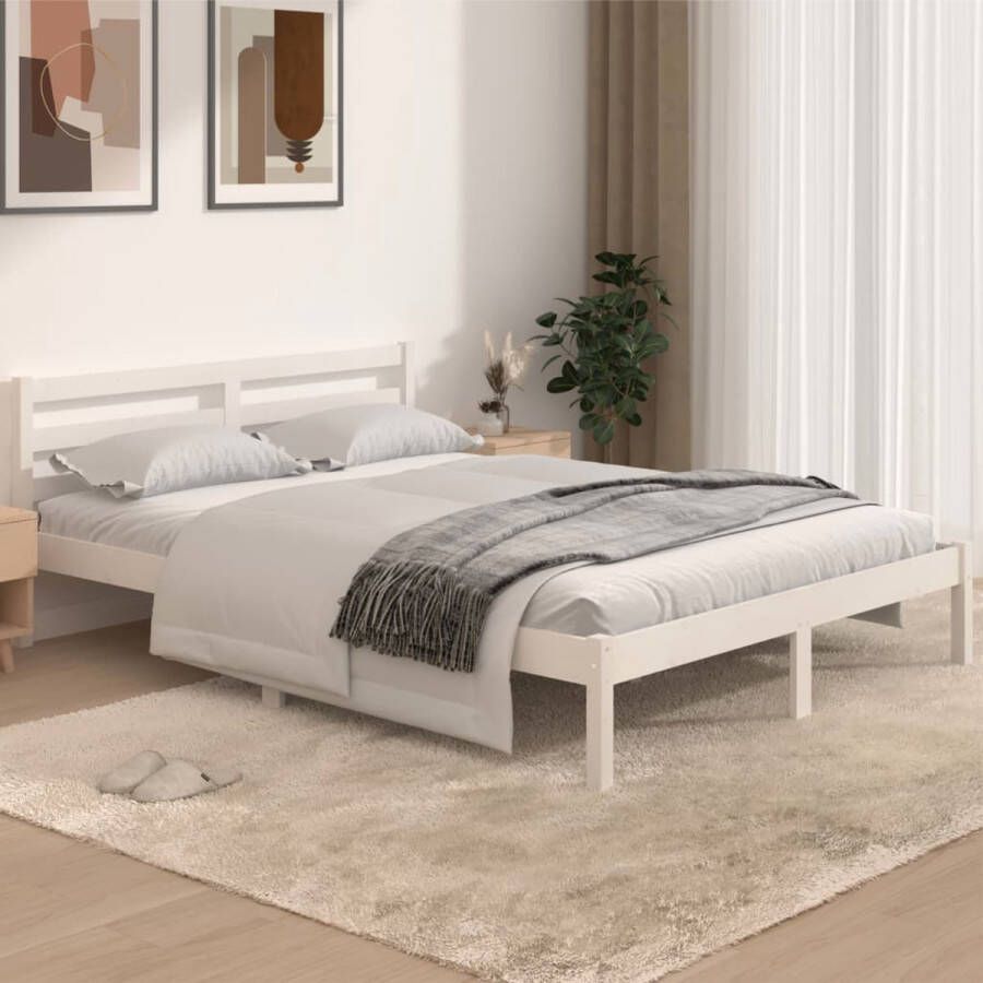 VidaXL -Bedframe-massief-grenenhout-wit-140x190-cm - Foto 1