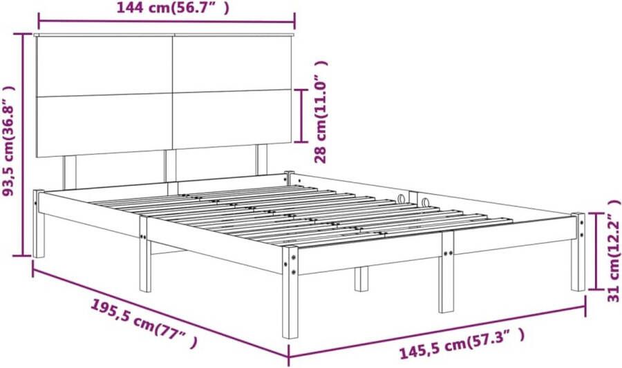 VIDAXL Bedframe zonder matras massief grenenhout wit 140x190 cm - Foto 2