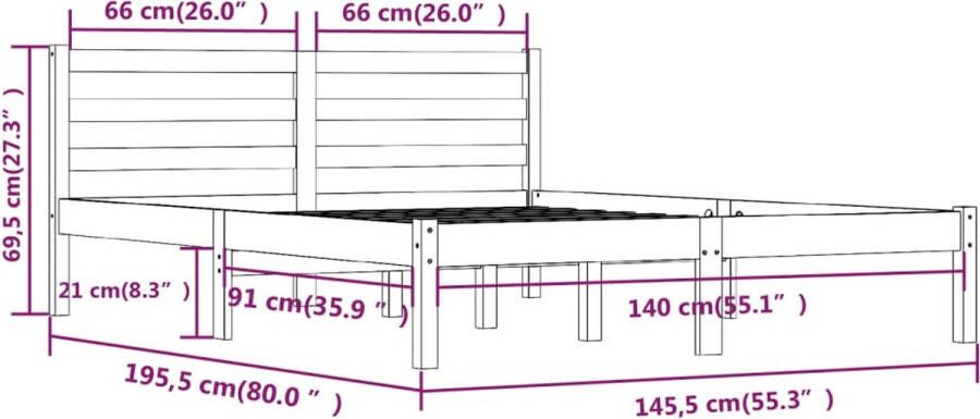 VidaXL -Bedframe-massief-grenenhout-wit-140x190-cm - Foto 3