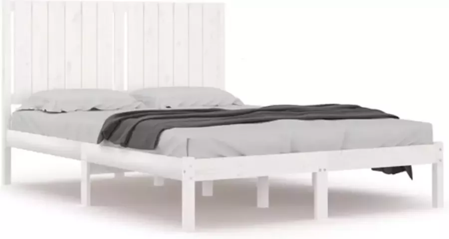 VIDAXL Bedframe zonder matras massief grenenhout wit 140x190 cm - Foto 3