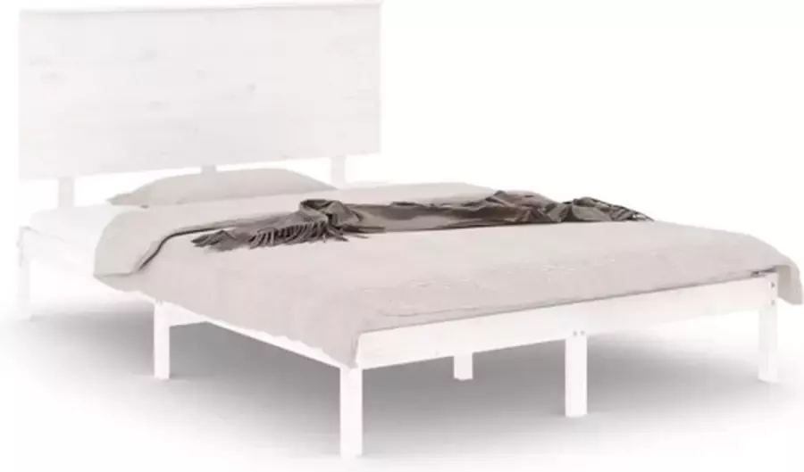 VIDAXL Bedframe zonder matras massief grenenhout wit 140x190 cm - Foto 3