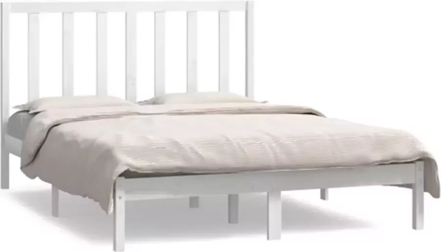 VidaXL Bedframe zonder matras massief grenenhout wit 140x190 cm - Foto 3