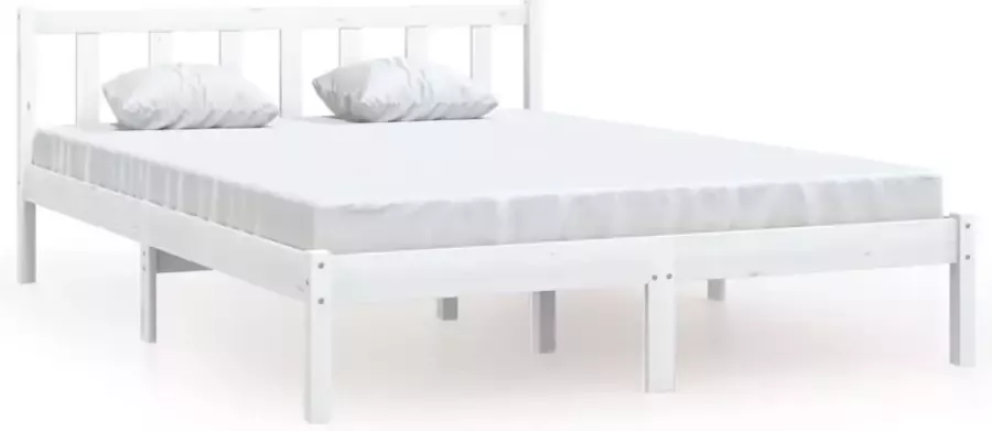 VidaXL -Bedframe-massief-grenenhout-wit-140x190-cm - Foto 4