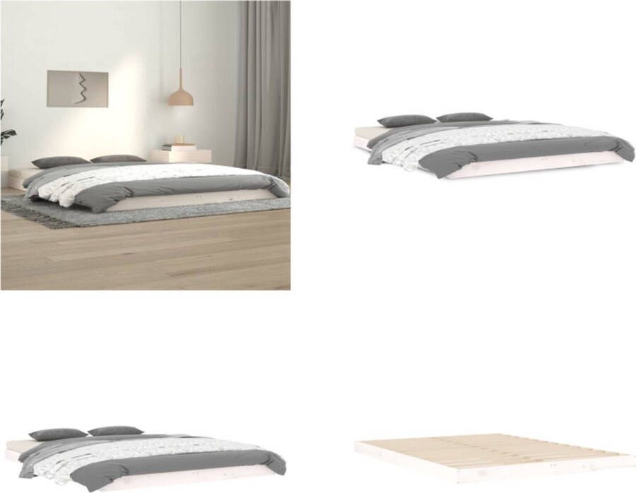 VidaXL Bedframe massief grenenhout wit 140x190 cm Bedframe Bedframes Ledikant Ledikanten