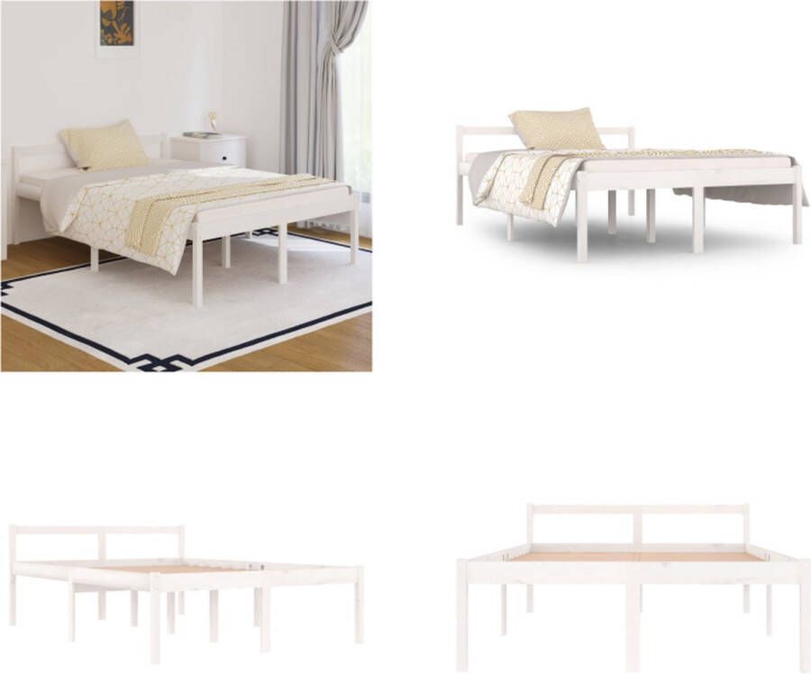 VidaXL Seniorenbed massief grenenhout wit 140x190 cm Bedframe Bedframes Seniorenbed Bed - Foto 2
