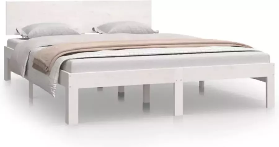 VidaXL -Bedframe-massief-grenenhout-wit-140x200-cm - Foto 2