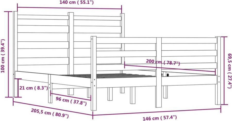 VidaXL -Bedframe-massief-grenenhout-wit-140x200-cm - Foto 8