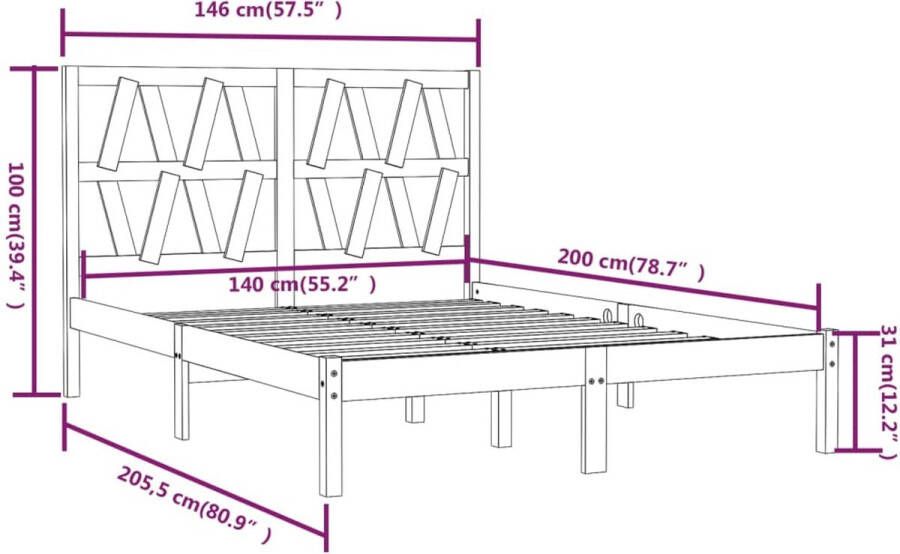 VidaXL -Bedframe-massief-grenenhout-wit-140x200-cm - Foto 5