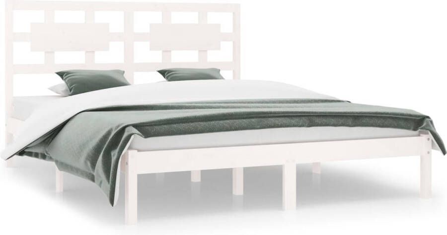 VidaXL -Bedframe-massief-grenenhout-wit-140x200-cm