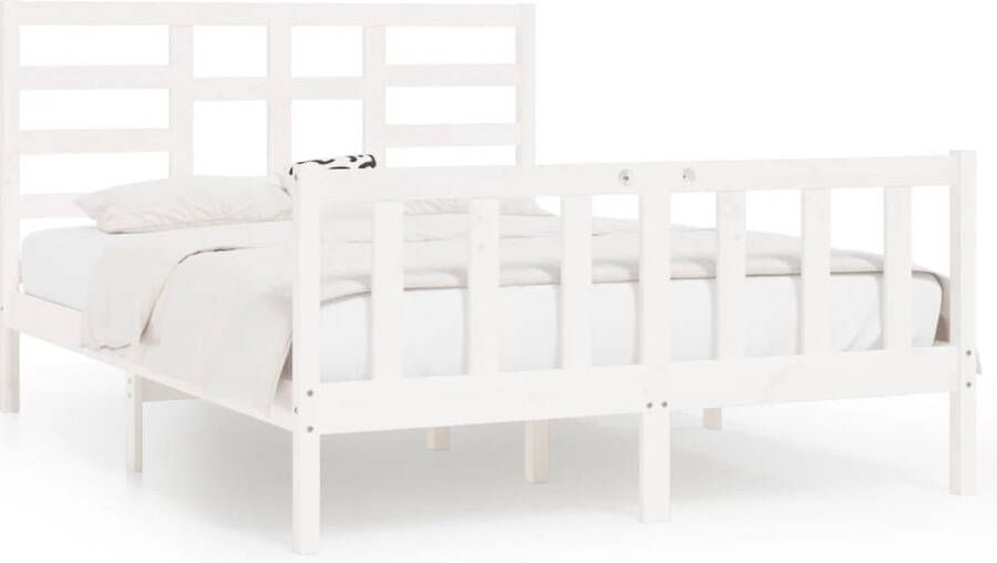 VidaXL Bedframe Massief Grenenhout Wit 120x200 cm Massief Hout Bed Frame Wit Bed Frame Grenenhout Bed Frame Tweepersoons Bed Frame Boxspring Bed Frame - Foto 2