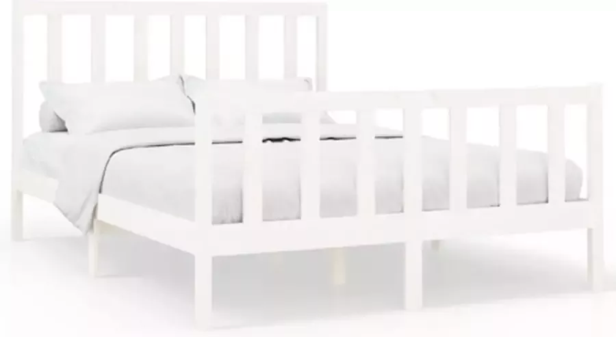 VidaXL -Bedframe-massief-grenenhout-wit-140x200-cm - Foto 2