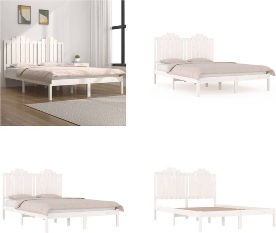 VidaXL Bedframe massief grenenhout wit 140x200 cm Bedframe Bedframes Tweepersoonsbed Bed