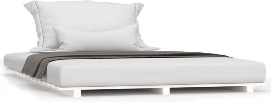 VidaXL -Bedframe-massief-grenenhout-wit-150x200-cm