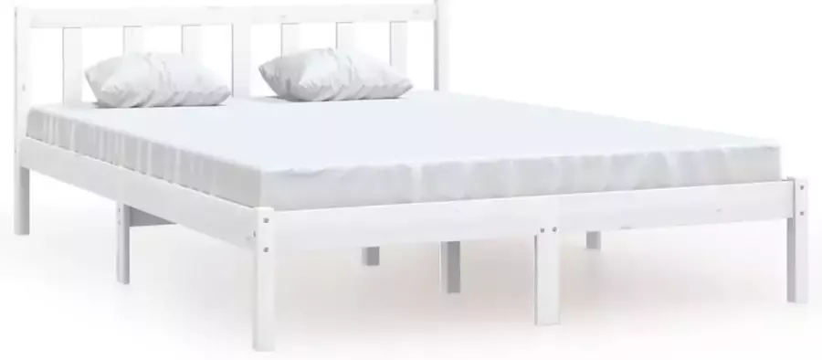 VidaXL -Bedframe-massief-grenenhout-wit-150x200-cm-5FT-King-Size - Foto 3