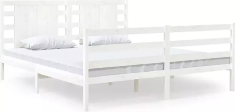 VidaXL -Bedframe-massief-grenenhout-wit-150x200-cm-5FT-King-Size - Foto 2