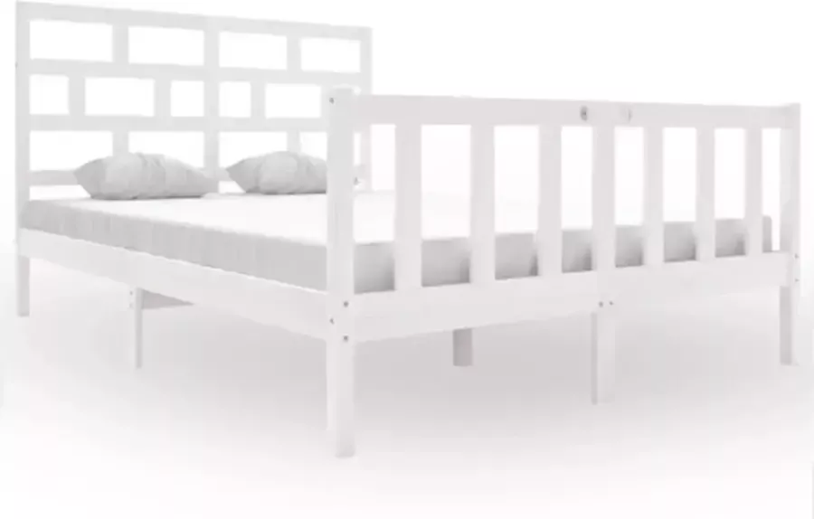 VidaXL -Bedframe-massief-grenenhout-wit-150x200-cm-5FT-king-size - Foto 2