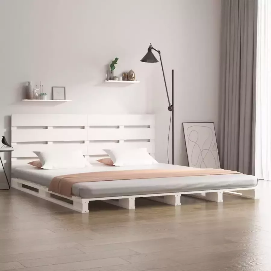 VidaXL -Bedframe-massief-grenenhout-wit-150x200-cm-5FT-King-Size