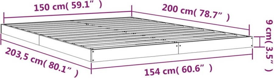 VidaXL Bedframe massief grenenhout wit 150x200 cm 5FT King Size - Foto 1