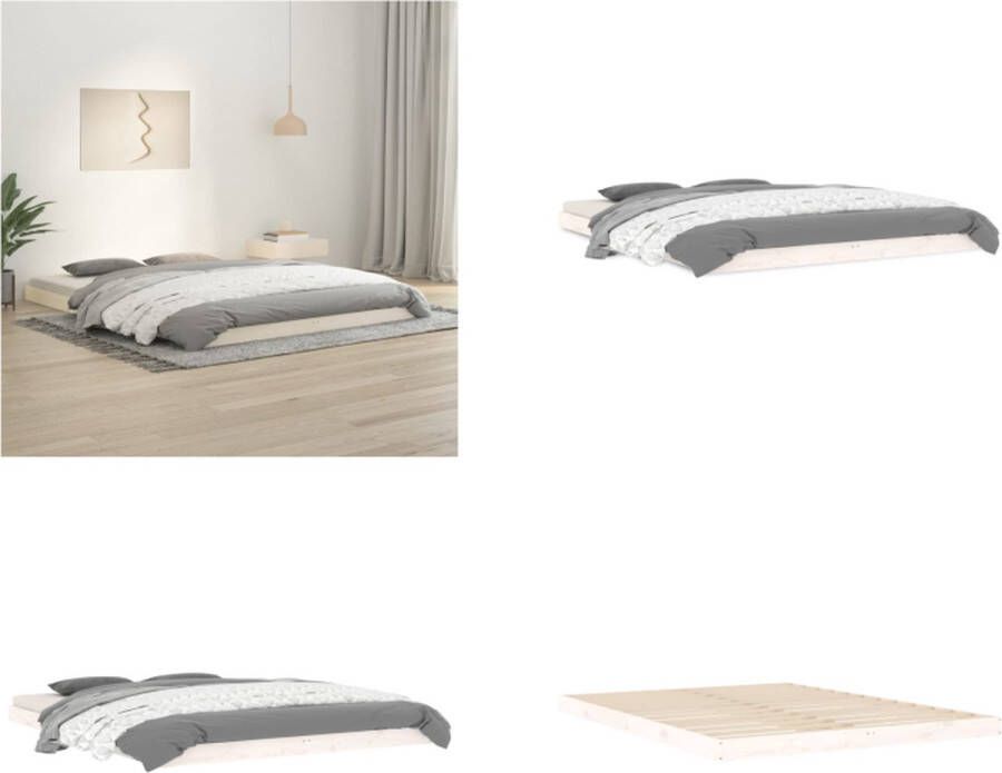VidaXL Bedframe massief grenenhout wit 150x200 cm King Size Bedframe Bedframes Ledikant Ledikanten
